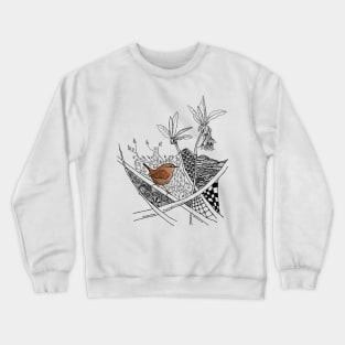 Little Brown Winter Wren Doodle Crewneck Sweatshirt